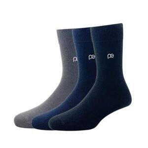 Men’s crew socks in grey and navy blue three pair set