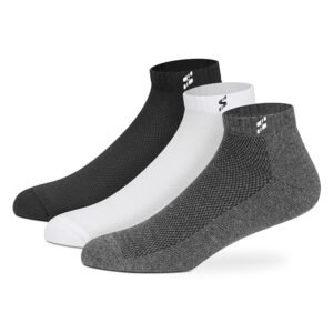 Men’s ankle socks in black white and grey for sports and everyday wear