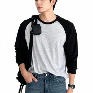 Men’s black and grey long sleeve raglan T-shirt