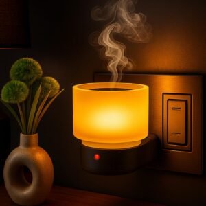 Electric aroma diffuser with warm ambient light and mist for home