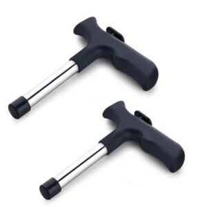 Pair of black and silver walking support sticks with ergonomic T-shaped handles