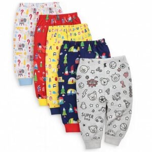 Pack of colorful printed cotton pants for kids
