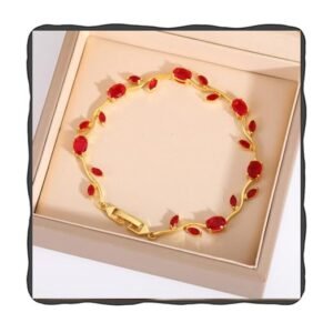 Gold plated red stone bracelet for women