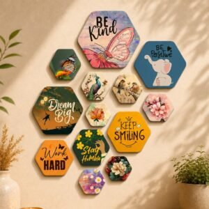 Artvibes Be Kind Decorative Hexagon Shape MDF Wooden Wall Hanging | Quotes Decor Item | Wall Poster