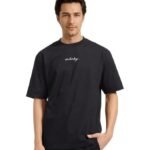Men's black oversized crew neck cotton T-shirt