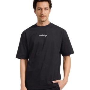 Men's black oversized crew neck cotton T-shirt
